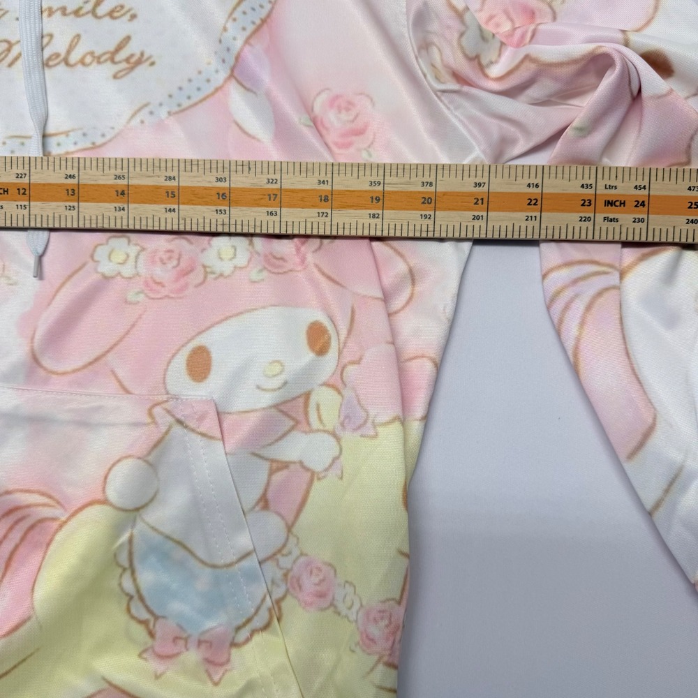 Sanrio My Melody Pastel All Over Print Hoodie Pink Kawaii Sweatshirt Small - Picture 5 of 6